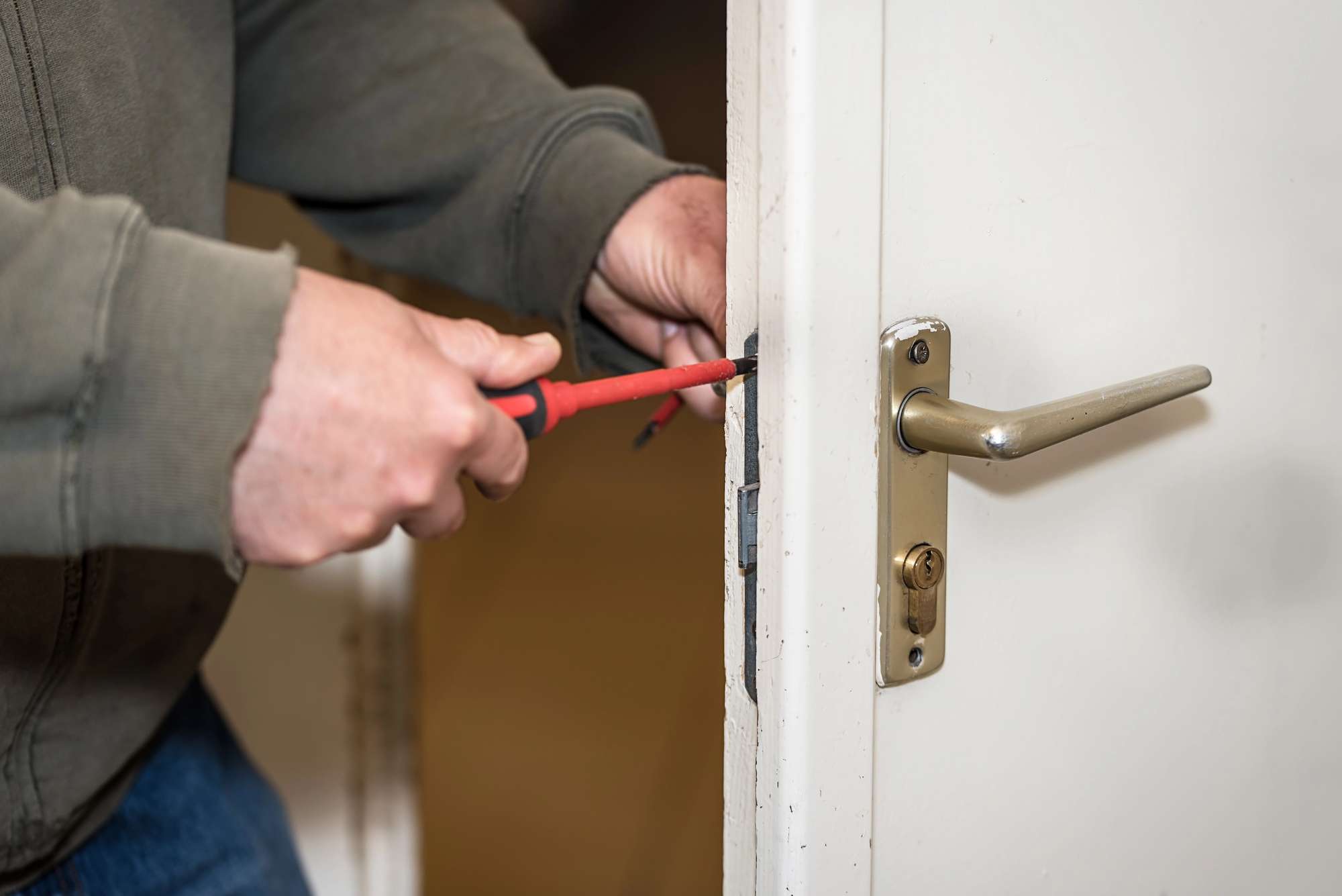 Commercial locksmith on a business door